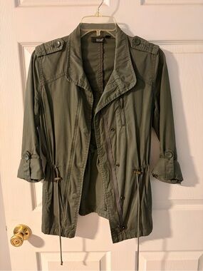 a.n.a Olive Green Drawstring Utility Jacket